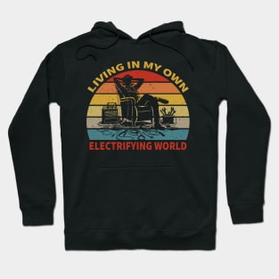 Retro Electrician Vintage Sunset Electrical Funny Lineman Humor Hoodie